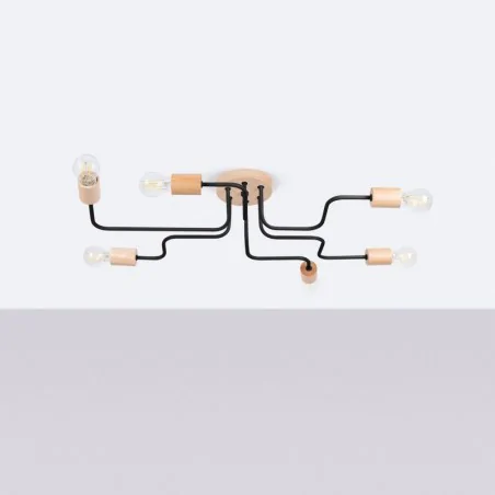 Lampy-sufitowe - żyrandol timbo 6 czarny sollux sl.1670 