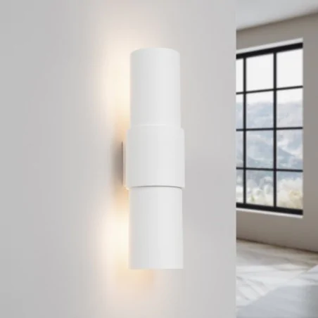 Kinkiety-do-salonu - kinkiet na 2 żarówki e27 lampa na ścianę tuba biała flash 2  sollux sl.1674 