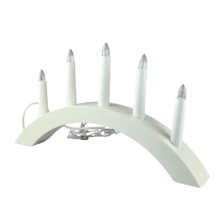 Dekoracje-swiateczne-led - dekoracja bożonarodzeniowa świecznik na 5 świec biały do prądu 