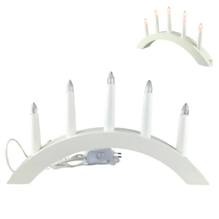 Dekoracje-swiateczne-led - dekoracja bożonarodzeniowa świecznik na 5 świec biały do prądu 