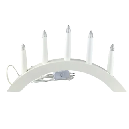 Dekoracje-swiateczne-led - dekoracja bożonarodzeniowa świecznik na 5 świec biały do prądu 