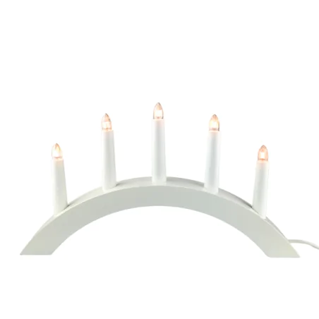 Dekoracje-swiateczne-led - dekoracja bożonarodzeniowa świecznik na 5 świec biały do prądu 