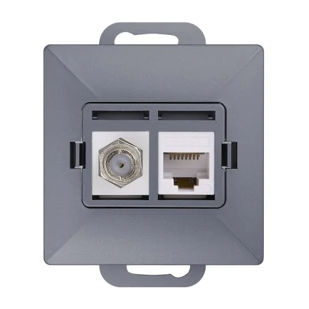 Gniazda-komputerowe - gniazdo antenowe typu f z komputerowym rj45 antracyt perła 9002701 abex 