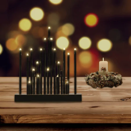 Dekoracje-swiateczne-led - dekoracja świąteczna świecznik led na baterie 3xaa czarny 