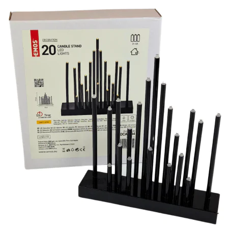 Dekoracje-swiateczne-led - dekoracja świąteczna świecznik led na baterie 3xaa czarny 