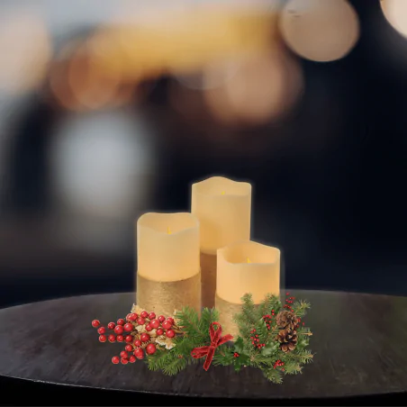 Dekoracje-swiateczne-led - dekoracja świąteczna 3 świeczki led na baterie sterowane pilotem 