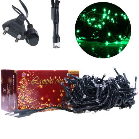 Oswietlenie-choinkowe - lampki choinkowe led z dodatkowym gniazdem 100szt. zielone 