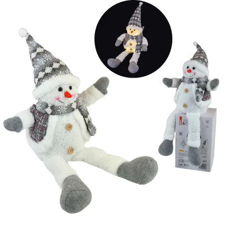 Dekoracje-swiateczne-led - dekoracja świąteczna pluszowy siedzący bałwanek na baterie 