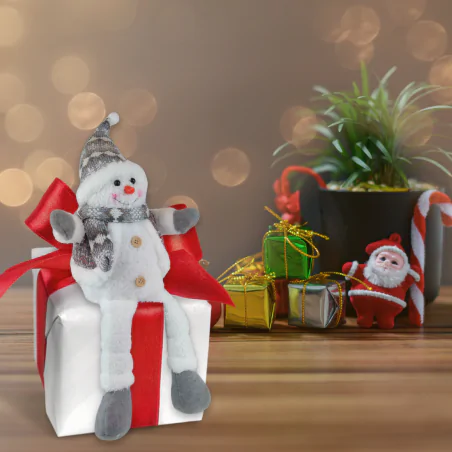 Dekoracje-swiateczne-led - dekoracja świąteczna pluszowy siedzący bałwanek na baterie 