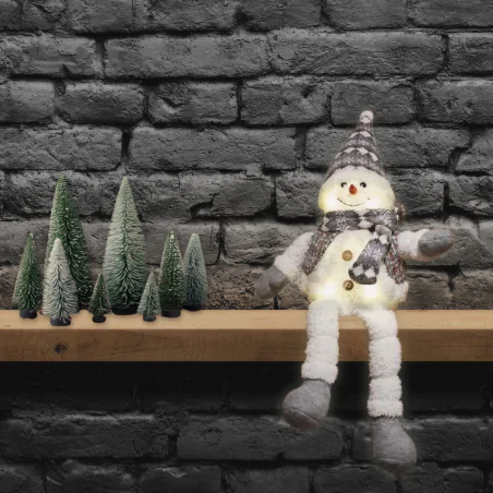 Dekoracje-swiateczne-led - dekoracja świąteczna pluszowy siedzący bałwanek na baterie 