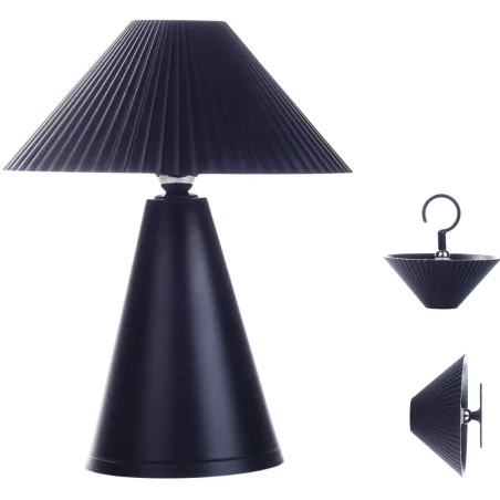 Lampki-nocne - lampa na ścianę sufit i biurko 3w1 czarna z ryflowanym kloszem sl-2 