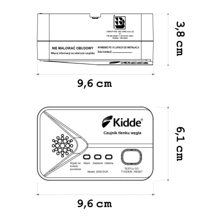 Czujniki-czadu - czujnik czadu detektor tlenku węgla na baterie kidde 