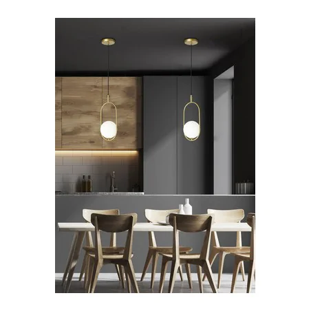 Lampy-sufitowe - lampa sufitowa wisząca biała kula z metalową konstrukcją cordel 31-73457 candellux 