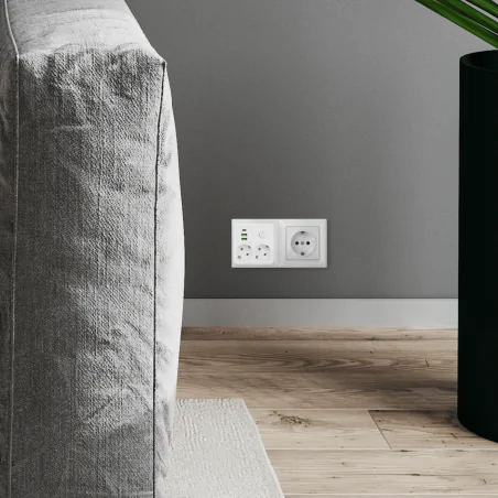 Rozgalezniki - rozgałęźnik dwa gniazda typu schuko z usb biała złodziejka modi 