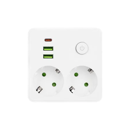 Rozgalezniki - rozgałęźnik dwa gniazda typu schuko z usb biała złodziejka modi 