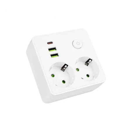 Rozgalezniki - rozgałęźnik dwa gniazda typu schuko z usb biała złodziejka modi 