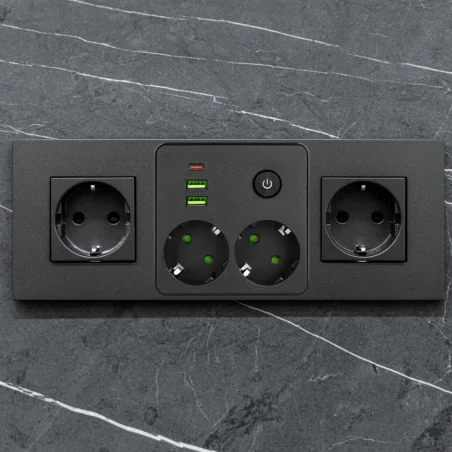 Rozgalezniki - rozgałęźnik do gniazdka z usb 2 gniazda typu schuko czarny modi 