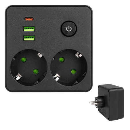 Rozgalezniki - rozgałęźnik do gniazdka z usb 2 gniazda typu schuko czarny modi 