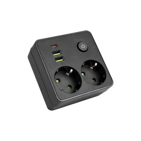 Rozgalezniki - rozgałęźnik do gniazdka z usb 2 gniazda typu schuko czarny modi 