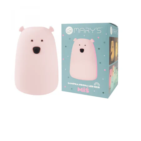 Oswietlenie-do-pokoju-dzieciecego - lampka nocna dla dziecka przenośna różowy miś z pilotem do zmiany kolorów interblue 