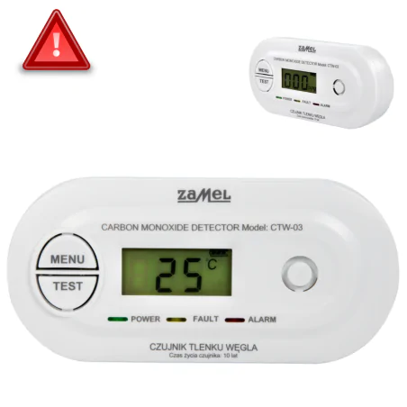 Czujniki-czadu - czujnik czadu detektor tlenku węgla bezprzewodowy ctw-03 zamel 