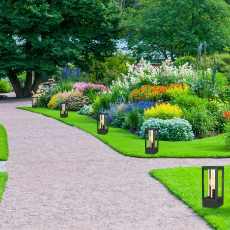 Lampy-ogrodowe-stojace - lampa ogrodowa niski słupek czarny na żarówkę e27 cissus 51-32454 candellux 