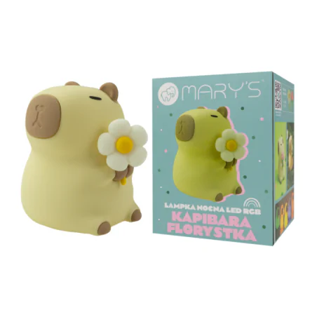 Oswietlenie-do-pokoju-dzieciecego - lampka nocna led dla dziecka kolorowa kapibara z kwiatkami interblue 