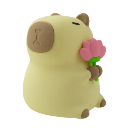 Oswietlenie-do-pokoju-dzieciecego - lampka nocna led dla dziecka kolorowa kapibara z kwiatkami interblue 