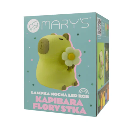 Oswietlenie-do-pokoju-dzieciecego - lampka nocna led dla dziecka kolorowa kapibara z kwiatkami interblue 