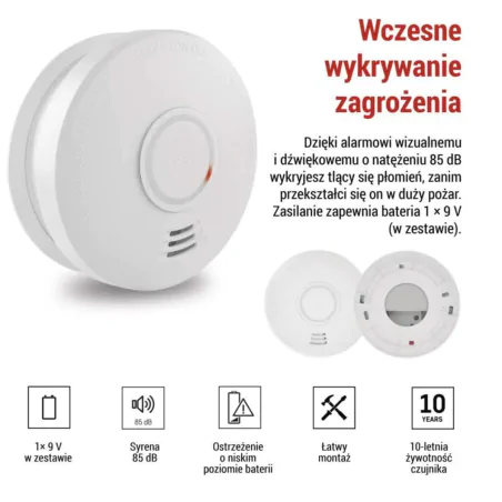 Czujniki-dymu - detektor dymu czujka dymowa przeciwpożarowa p56503 emos 