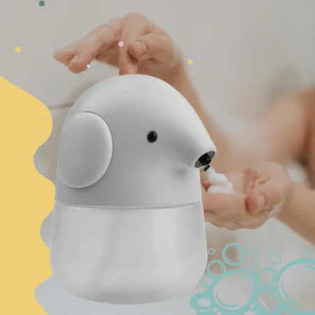 Oswietlenie-do-pokoju-dzieciecego - dozownik na mydło w płynie dla dzieci szary słonik interblue 