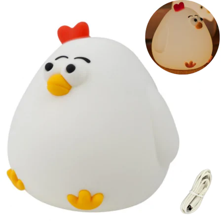 Oswietlenie-do-pokoju-dzieciecego - lampka nocna led dziecięca ciepłe światło kura do zasypiania interblue 