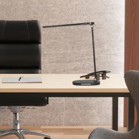 Lampki-biurkowe - lampka na biurko led z funkcją oświetlenia nocnego czarna z usb ergo dl-17/b virone 