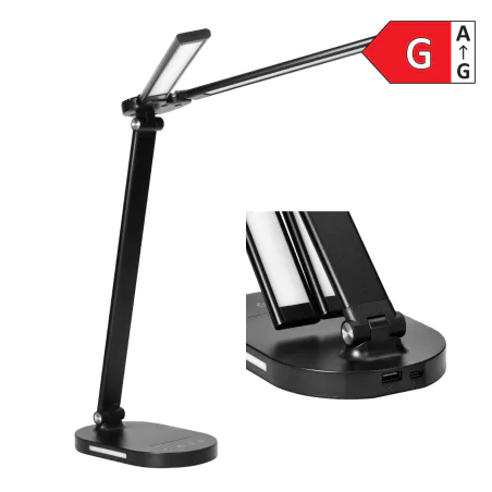 Lampki-biurkowe - lampka na biurko led z funkcją oświetlenia nocnego czarna z usb ergo dl-17/b virone 