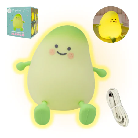 Oswietlenie-do-pokoju-dzieciecego - lampka nocna led dla dziecka ciepłe światło mango silikonowa interblue 