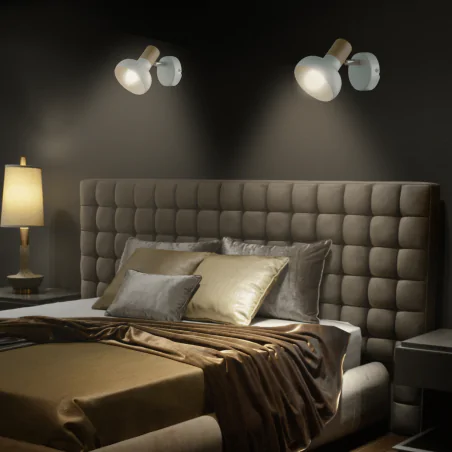 Kinkiety-do-salonu - kinkiet ścienny biały z drewnianą wstawką puerto 91-62796 candellux 