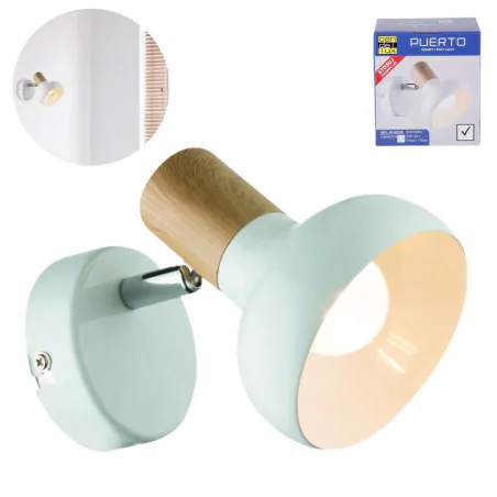 Kinkiety-do-salonu - kinkiet ścienny biały z drewnianą wstawką puerto 91-62796 candellux 