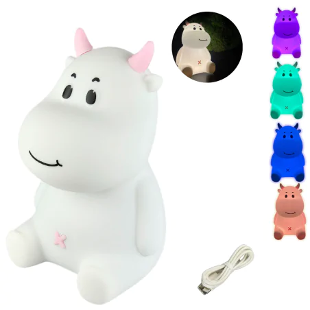 Oswietlenie-do-pokoju-dzieciecego - lampka nocna led miękka krówka różowa z regulowanym światłem prezent z okazji urodzin interblue 