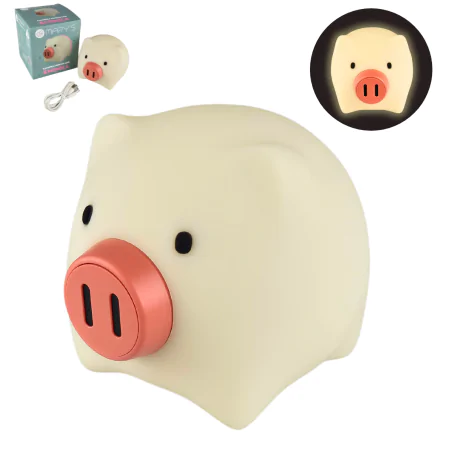 Oswietlenie-do-pokoju-dzieciecego - lampka nocna stołowa led w kształcie świnki interblue 