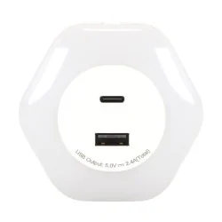 Lampki-do-kontaktu - lampka nocna led do gniazdka z usb a+c biała ozil 04535 ideus 