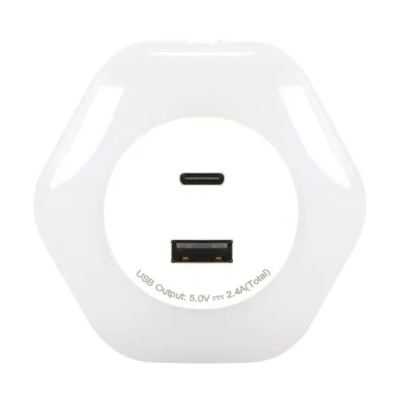 Lampki-do-kontaktu - lampka nocna led do gniazdka z usb a+c biała ozil 04535 ideus 