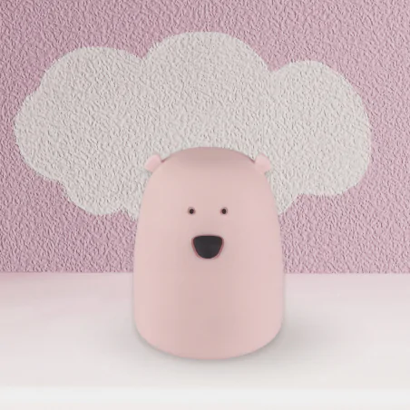 Oswietlenie-do-pokoju-dzieciecego - lampka nocna zasilana bateryjnie różowy miś prezent dla dziewczynki interblue 