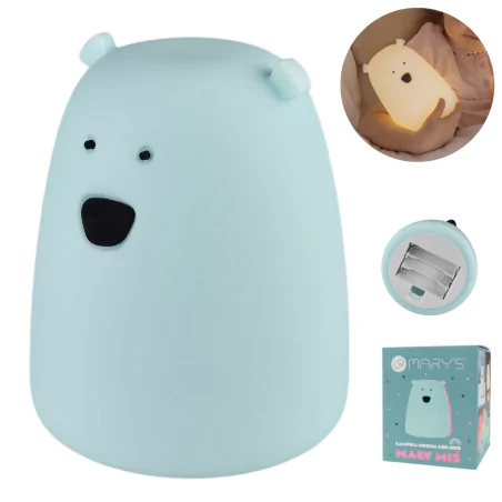 Oswietlenie-do-pokoju-dzieciecego - lampka nocna dziecięca na baterie niebieski miś prezent dla niemowlaka interblue 