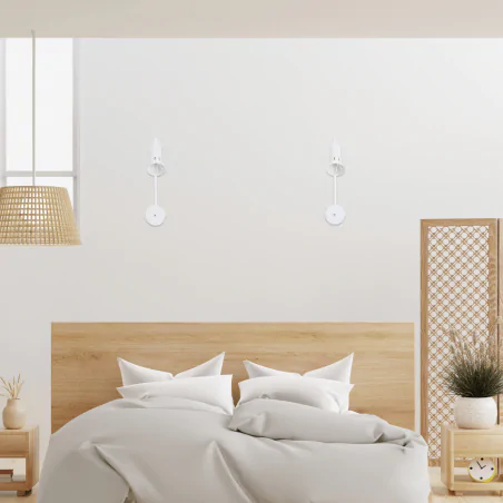 Kinkiety-do-salonu - lampa ścienna na wysięgniku z włącznikiem biała na żarówkę e14 arena 91-81346 candellux 