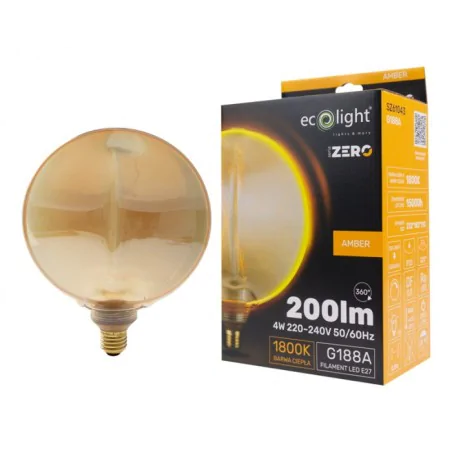Zarowki-dekoracyjne - duża żarówka ozdobna filamentowa bursztynowa vintage 4w z gwintem e27 zero eco-light 