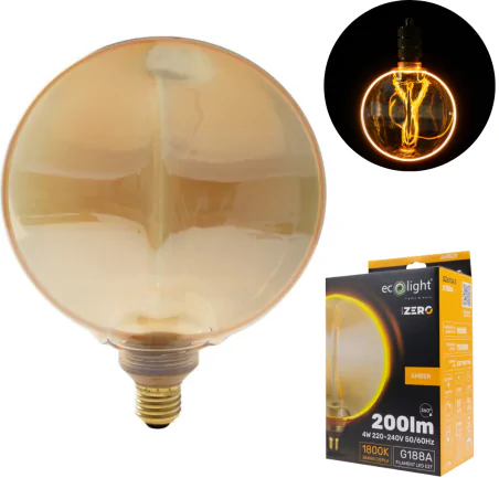 Zarowki-dekoracyjne - duża żarówka ozdobna filamentowa bursztynowa vintage 4w z gwintem e27 zero eco-light 