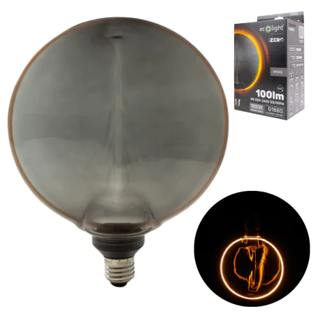 Zarowki-dekoracyjne - duża dekoracyjna żarówka ozdobna przydymione szkło 4w e27 zero eco-light 