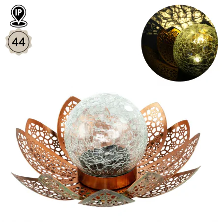 Ozdobne-oswietlenie-do-ogrodu - lampa solarna ogrodowa led kula kwiat lotosu lilia vo2400 volteno 