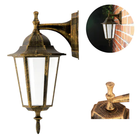 Kinkiety-ogrodowe - kinkiet ogrodowy skierowany w dół lampa ścienna zewnętrzna patynowa liguria 201966 polux 