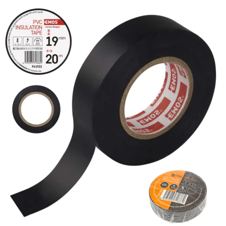 Tasmy-izolacyjne - taśma izolacyjna do kabli 19mmx20m czarna krążek f619222 emos 